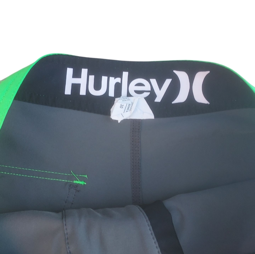 Hurley Phantom Men's Gray and Green Swim Shorts Size 30 - Picture 5 of 6